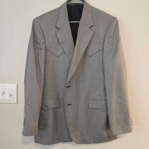 Circle S Western Blazer Men's 44R Gray Lined Sport Coat Two Button Dallas Texas